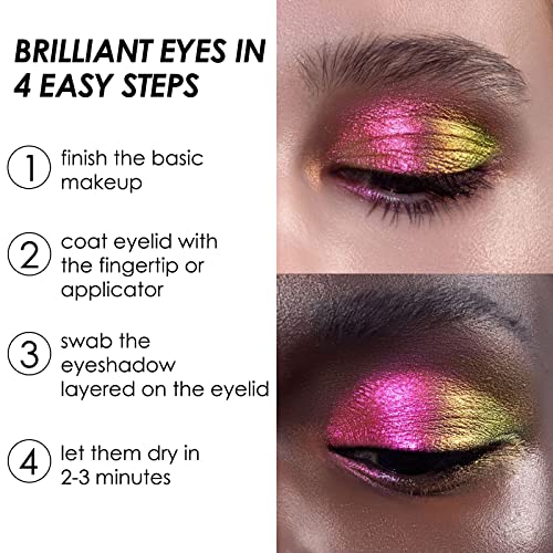 FOCALLURE Chameleon Cream Eyeshadow,Intense Color Shifting Creamy Eye Shadows,Highly Pigmented Metallic,Shimmer,Multi-Reflective Finishes,Unicorn Tear