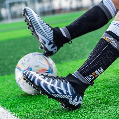 GXBX Men's Soccer Cleats Youth Big Kid Boys Girls Indoor Outdoor Soccer Cleats Shoes Black Blue Green Gray Football Training Shoes