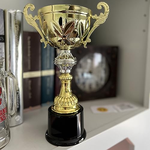 Griffco Supply Metal Cup Trophy in Gold or Silver - Trophy Award, Engraved Corporate Trophy Cup Award (10", 11.5", 13" or 14.5" Tall) - Free Engraved Plate Included (Gold, 8.75" X-Small)