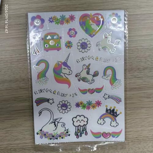 118 PCS Unicorn Rainbow Temporary Tattoo Kids, Glitter Crown Fake Tattoo for Girls’ Party Favors Birthday Supplies Decorations, Princess Tattoos Sticker for Kids 6 7 8 9 10 year