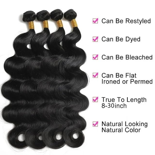 12A Human Hair Bundles 14 16 18 20 inch 4 Bundles Human Hair 100% Unprocessed Brazilian Virgin Hair Bundles Deals Quick Weaves Hair Extensions
