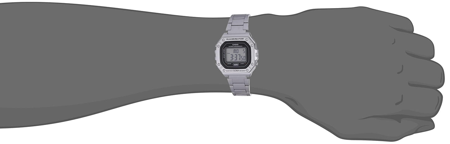 Casio Men's Quartz Sport Watch with Resin Strap, Silver, 28 (Model: W-218HD-1AVCF)