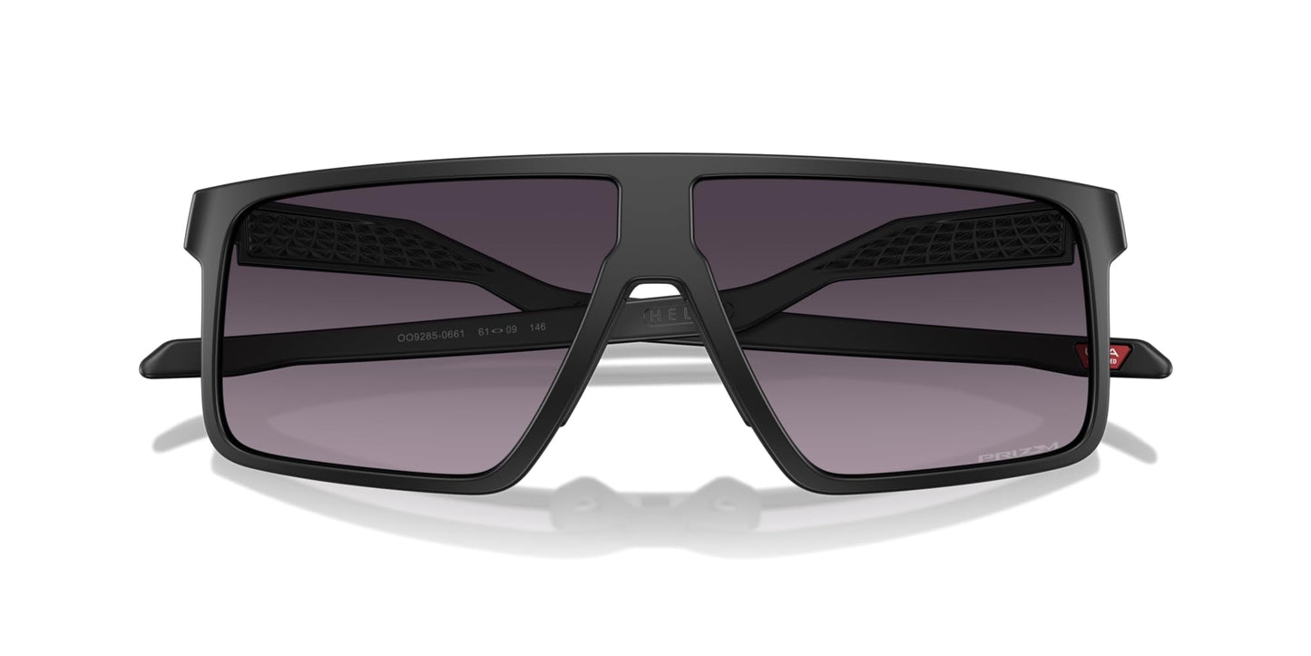 Oakley Men's OO9285 Helux Rectangular Sunglasses, Matte Black/Prizm Grey Gradient, 61 mm