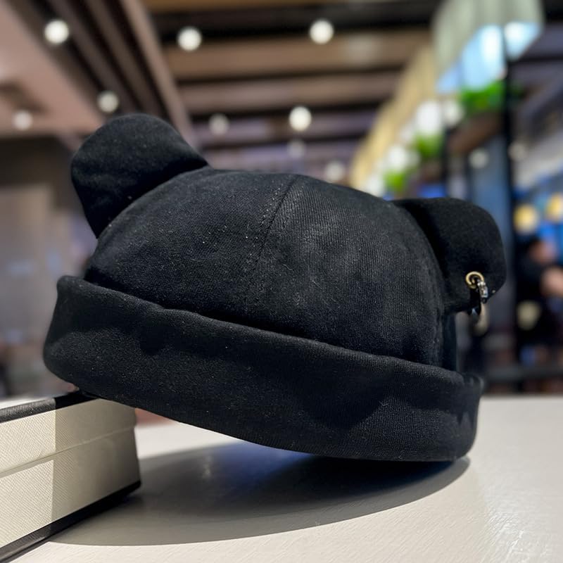 FANPOI Winter Beanie Hats for Women Men Warm Thickened Cap Unisex Street Fashion Bear Ear Hip Hop Street Fashion (Black,Standard)