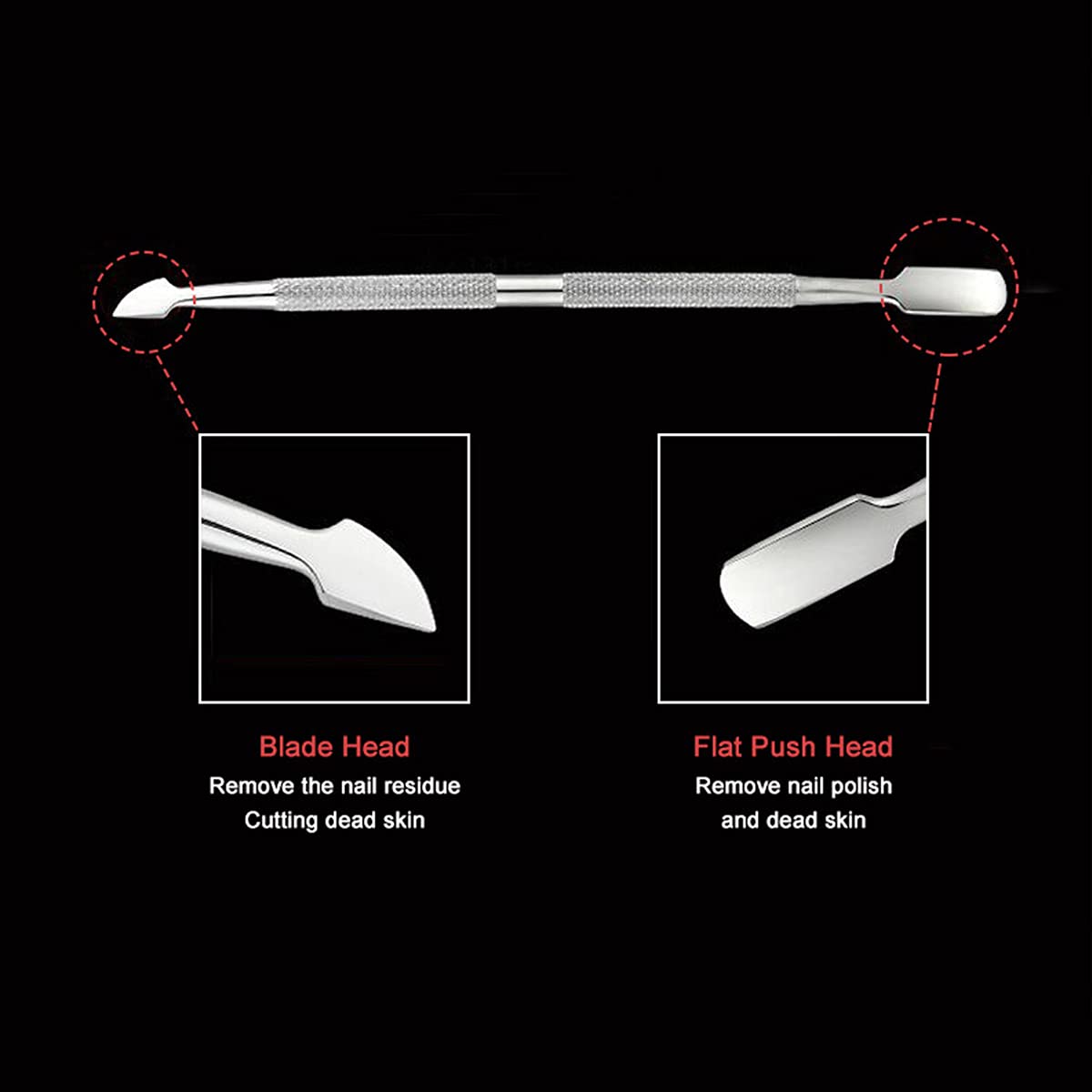 6PCS Cuticle Pusher Set, Stainless Steel Cuticle Remover Kit, Cutter and Trimmer Manicure and Pedicure Tools for Fingernail and Toenails