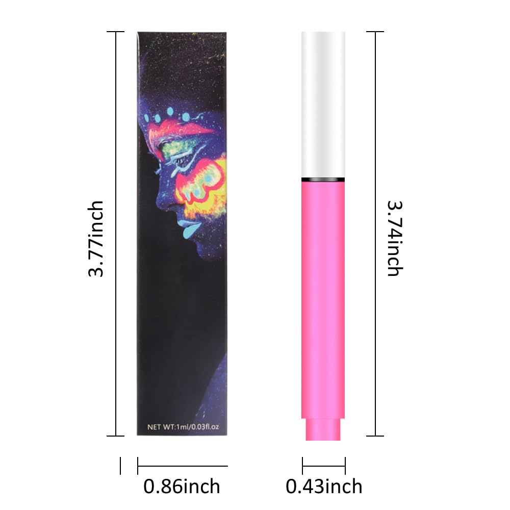 evpct Colorful UV Neon Liquid Eyeliner Pencil Pen, Rainbow Halloween Matte Colored Eyeliners Pencil Glow in Dark, Waterproof Long Lasting Highpigmented Delineador de ojos líquido de neón 05# pink