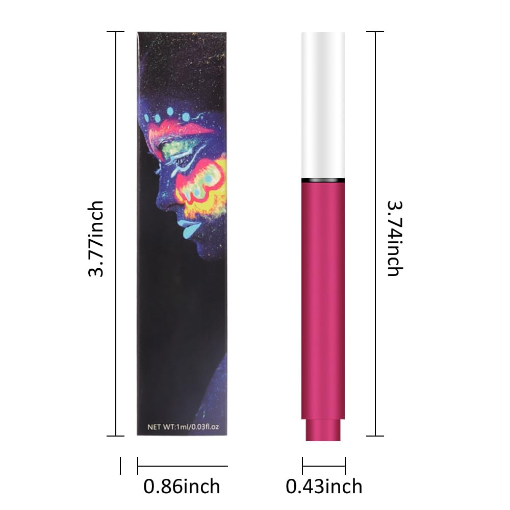 evpct Colorful UV Neon Liquid Eyeliner Pencil Pen, Rainbow Halloween Matte Colored Eyeliners Pencil Glow in Dark, Waterproof Long Lasting Highpigmented Delineador ojos líquido de neón 07# dark red