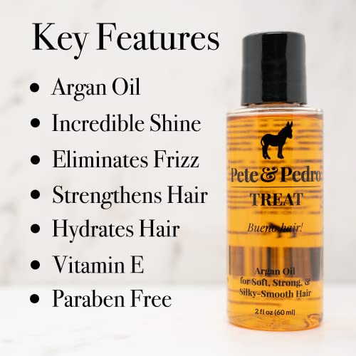 Pete & Pedro TREAT - Argan Oil Moisturizing Hair Treatment | Keeps Hair Soft, Strong, Frizz-Free, Silky, & Shiny | Helps Dry & Damaged Skin, Nails, & Cuticles | As Seen on Shark Tank, 2 oz.