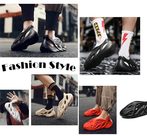 Hahalestore Foam Runners Shoes Fashion Foam Runners Sneakers Hollow Cloud Slippers Lightweight Anti-Slip Breathable Soft Beach Sandals (Black,10.5Women/9Men)