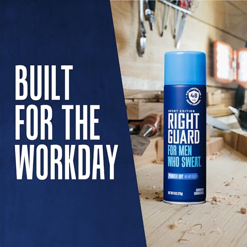 Right Guard Sport Antiperspirant & Deodorant Spray | 4-in-1 Protection Spray Deodorant For Men | Blocks Sweat | 48-Hour Odor Control | Powder Dry Scent, 6 oz. (3 count)