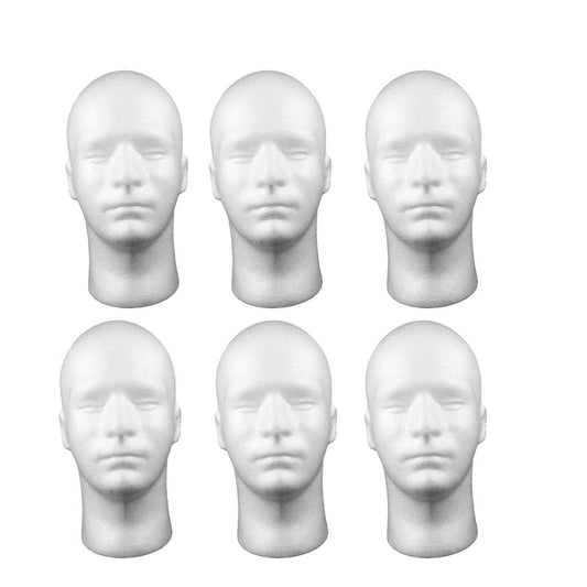 6 Pack Male Foam Mannequin Head Model, Mannequin Display for Masks, Hats, Wigs, Halloween Decoration