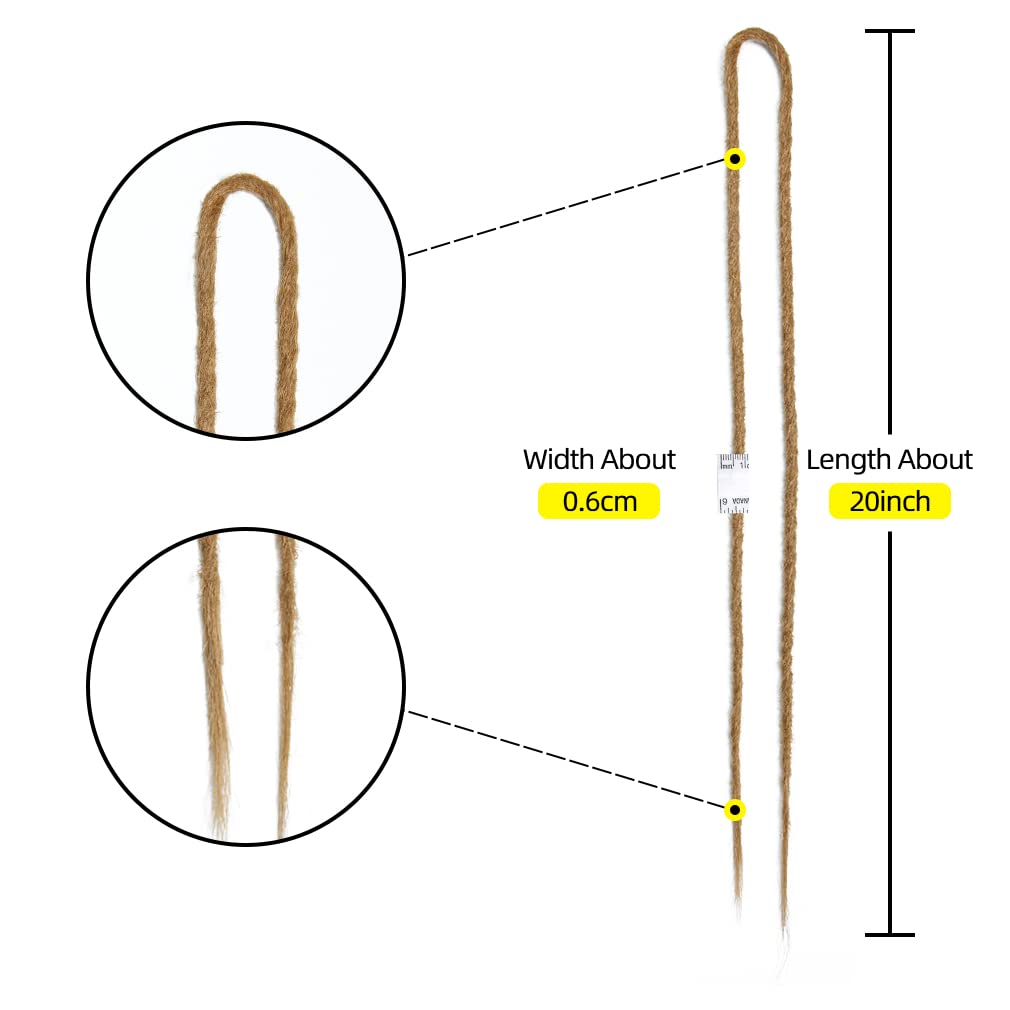 20" Double Ended Dreadlock Extensions 15 Strands Golden Brown DE Soft Synthetic Handmade Braid Dread Extensions