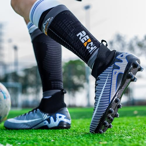 GXBX Men's Soccer Cleats Youth Big Kid Boys Girls Indoor Outdoor Soccer Cleats Shoes Black Blue Green Gray Football Training Shoes