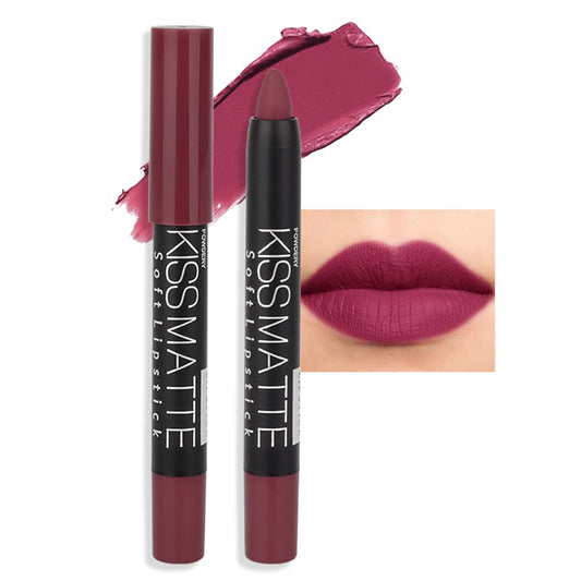 evpct DNM 1Pcs Wine Red Matte Lipstick and Lip Crayon Liner Pencil Pen Set for Women Lip Stain Long Lasting Waterproof labiales mate magicos 24 horas originales pintalabios permanente 24 horas 12