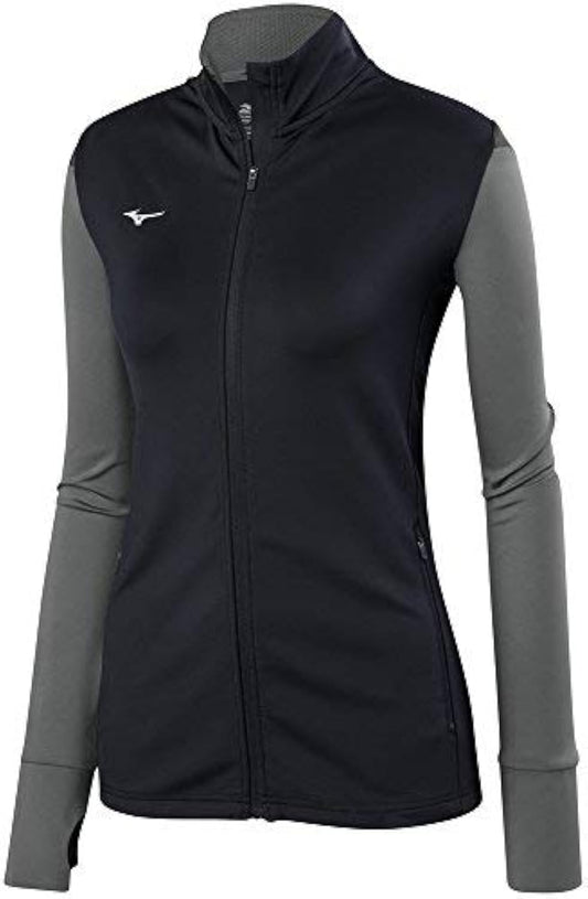 Mizuno unisex adult Mizuno 440665 9091 05 M Youth Horizon Full Zip Volleyball Jacket, Black/Grey/Charcoal, Medium US