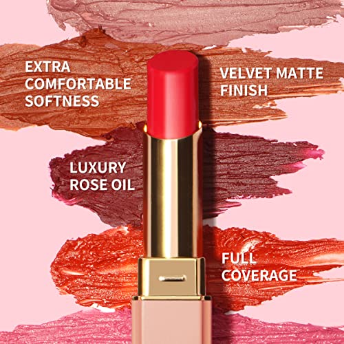 Oulac Violet Soft Matte Lipstick| Lipstick & Blush Duo| Velvet Smooth Lip Stick| Highly Pigmented & Misty Texture| Full Coverage Lip Stains Enriched with Rose Oil| Vegan & Clean Beauty| Y11