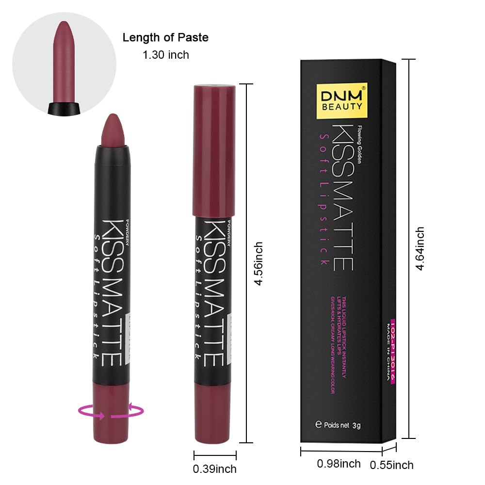 evpct DNM 1Pcs Wine Red Matte Lipstick and Lip Crayon Liner Pencil Pen Set for Women Lip Stain Long Lasting Waterproof labiales mate magicos 24 horas originales pintalabios permanente 24 horas 12