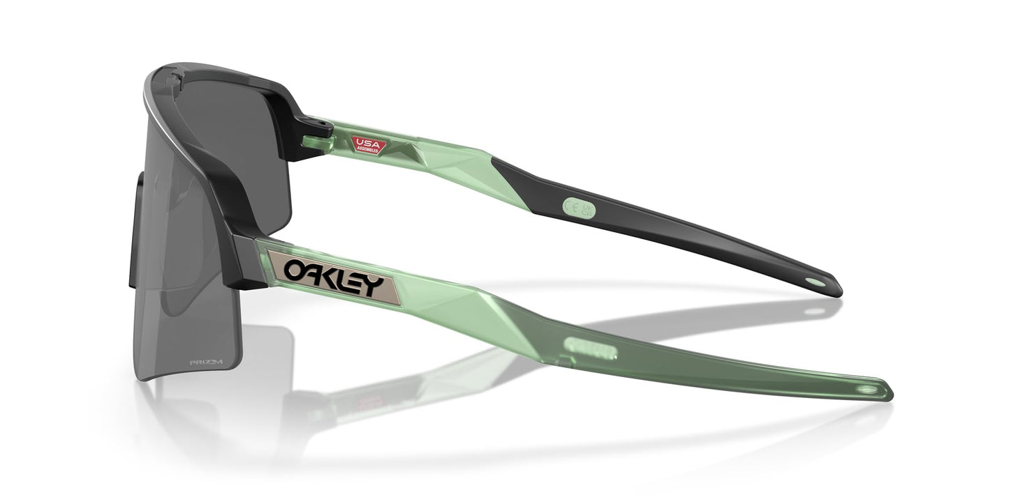 Oakley Men's OO9465 Sutro Lite Sweep Rectangular Sunglasses, Matte Black/Transparent Jade/Prizm Black, 39 mm