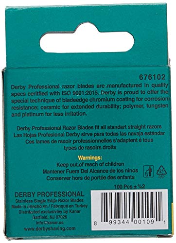 100 Derby Professional Single Edge Razor Blades (Pack of 2)