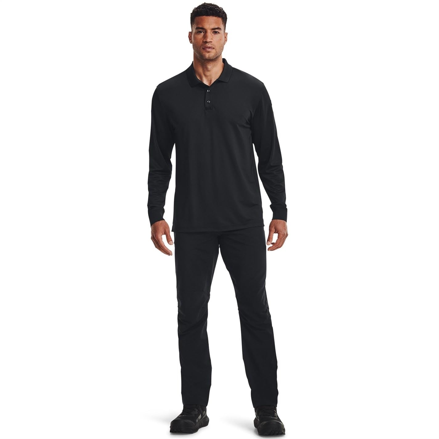 Under Armour Men's Tac Performance Polo Long Sleeve 2.0, Black (001)/Black, Small