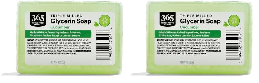 365 by Whole Foods Market, Soap Glycerin Cucumber, 4 Ounce (Pack of 2)
