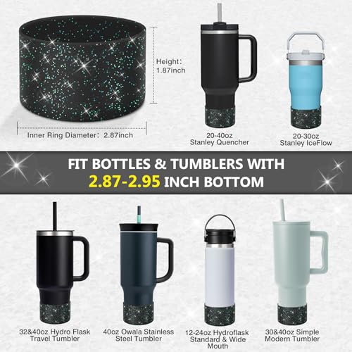 WUQID Protective Bling Silicone Boot Sleeve, Compatible with Stanley Tumbler 20-40oz & Hydro Flask Bottle 12oz-24oz, Glitter Reduces Dents Sleeve Cover for More Bottles/Tumblers Bottom of 2.83-2.95in