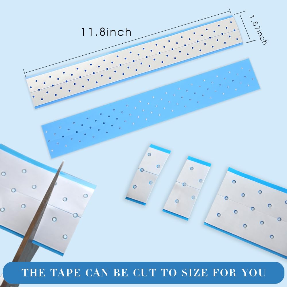 10 Pieces Wig Tape Strips Double Sided Bonding Clear Waterproof Adhesive Tape Hair Tape for Lace Wig Toupee Hairpiece (Blue Hole Plus)