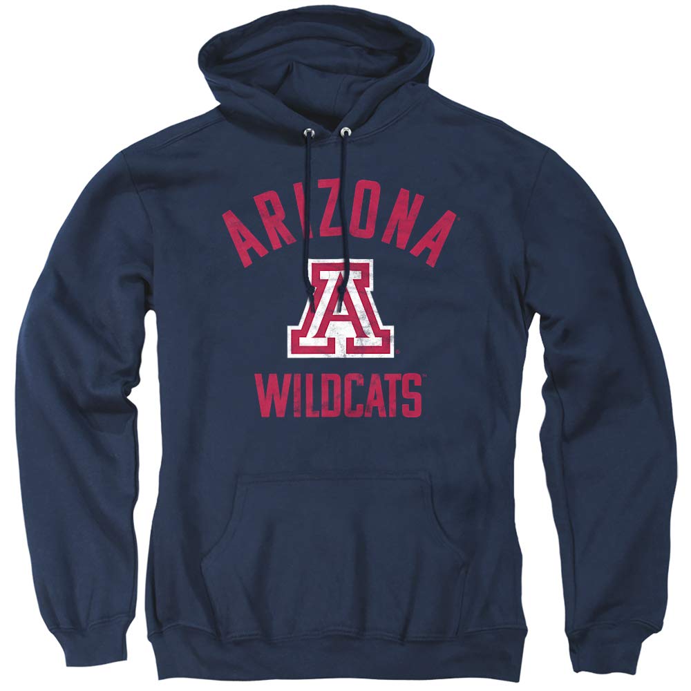 University of Arizona Official One Color Wildcats Logo Unisex Adult Pull-Over Hoodie, Navy, Large