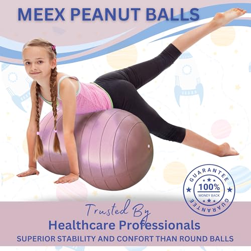 Meex Sensory Peanut Ball for Kids Therapy and Exercise - Enhance Balance, Motor Skills and Physical Therapy Calming Development with Our Yoga Ball - Flexible Seating for Autistic Children - Blue