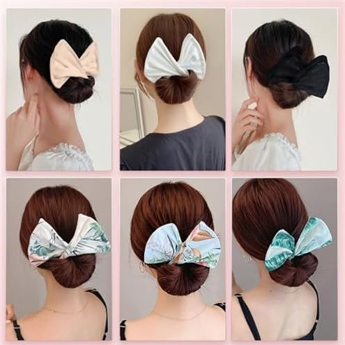 3 Pieces Deft Hair Bun Maker for Twister - Lazy Hair Curler Deft Bun Fashionable Colors Bow Maker, Cute French Twist Easy Bun Hair Bun Maker for Women & Girls Hairstyle (3 PCS (Black, Navy, Khaki))