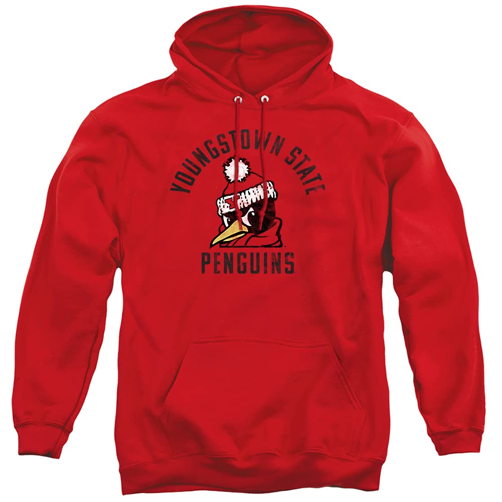 Youngstown State University Official Ysu Penguins Logo Unisex Adult Pull-Over Hoodie,Red, Medium