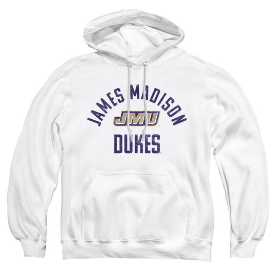 James Madison University JMU Official Dukes Logo Unisex Adult Pull-Over Hoodie,White, X-Large