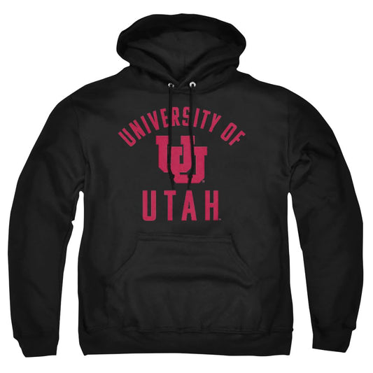 University of Utah Official One Color Utes Logo Unisex Adult Pull-Over Hoodie,Black Red, X-Large