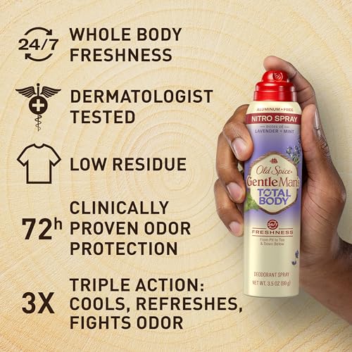 Old Spice Whole Body Deodorant for Men, Total Body Deodorant, Lavender + Mint, Aluminum Free Deodorant Spray for 24/7 Freshness // Dermatologist Tested Whole Body Deodorant, 3.5 oz