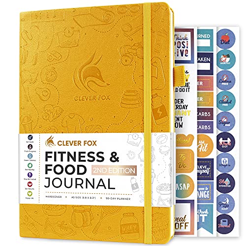 Clever Fox Fitness & Food Journal – Nutrition & Workout Planner for Women & Men – Diet & Gym Exercise Log Book with Calendars, Diet & Training Trackers - Undated, A5 Size, Hardcover (Purple)