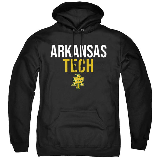 Arkansas Tech University Official Stacked Unisex Adult Pull-Over Hoodie, Black, Medium