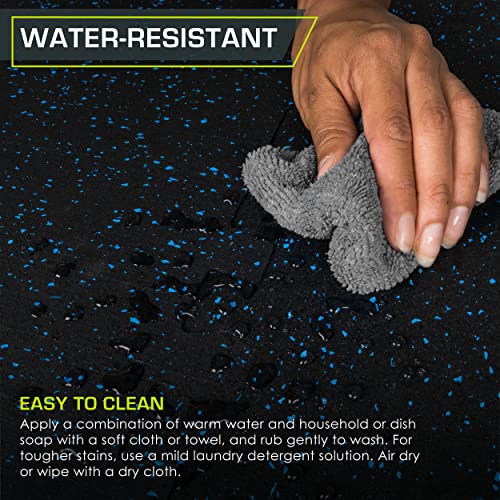 ProsourceFit Rubber Top Exercise Puzzle Mat ½-inch, 24 SQFT, 6 Tiles, EVA Foam Interlocking Tiles for Home Gym Protective Flooring for Equipment and Workouts, Blue