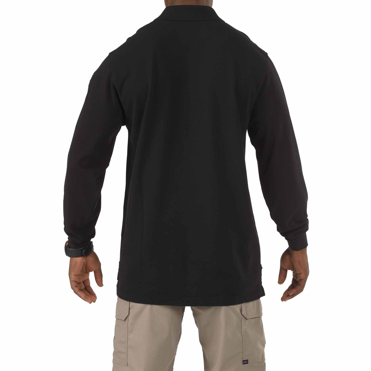 5.11 Tactical Professional Long Sleeve Polo Shirt, Cotton Pique Knit, Reinforced Seams, Black, 3X-Large, Style 42056