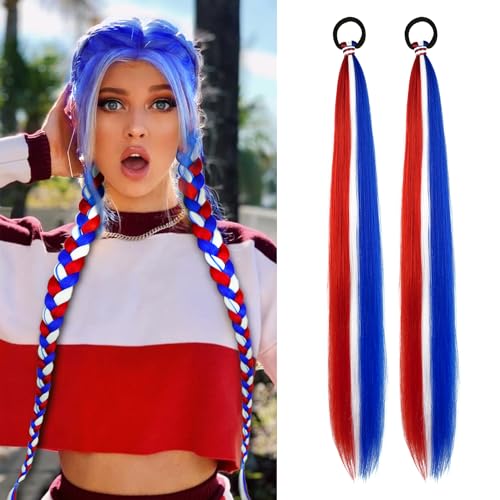 2 Pack Long Braided Ponytail Extension with Hair Tie Straight Wrap Around Hair Extensions Ponytail(6#)