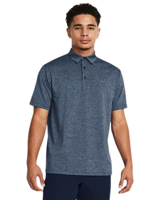 Under Armour Men's Play Off Heather Polo Shirt HeatGear Top 1351131 (US, Alpha, Medium, Regular, Regular, Midnight Navy/Pitch Gray - 410)