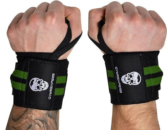 Gymreapers Weightlifting Wrist Wraps (Competition Grade) 18" Professional Quality Wrist Support with Heavy Duty Thumb Loop - Strength Training, Bodybuilding(Military Green,18")
