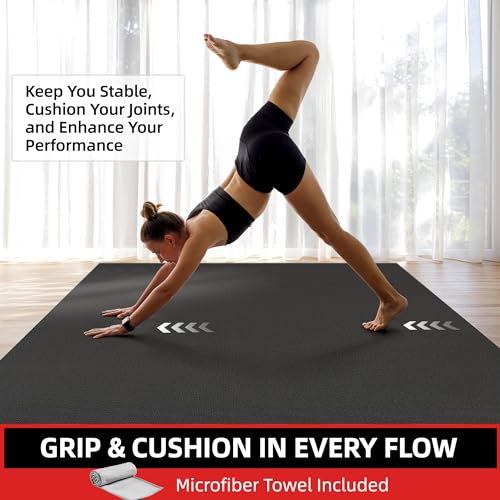 GymCope Extra Large Yoga Mat, 10'x6'/9'x6'/8'x6'/7'x5'/6'x4' (8MM) Wide Workout Mat for Women and Men, Thick Yoga Mats Ideal for Home Yoga, Pilates, Fitness, Exercise, Gym Mat for Barefoot Use