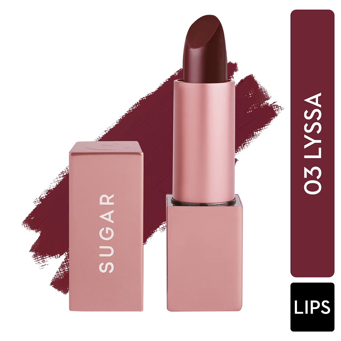 SUGAR Cosmetics Mettle Matte Lipstick, Superior Pigmentation, Ultra-Light Smooth Silky Lips - 03 Lyssa (Deep Burgundy Red)