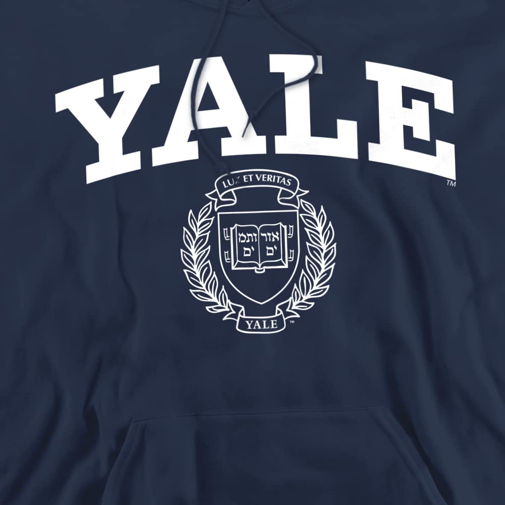 Yale University Official Yale Seal Unisex Adult Pull-Over Hoodie,Navy, X-Large
