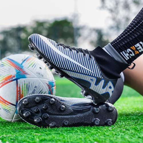 GXBX Men's Soccer Cleats Youth Big Kid Boys Girls Indoor Outdoor Soccer Cleats Shoes Black Blue Green Gray Football Training Shoes
