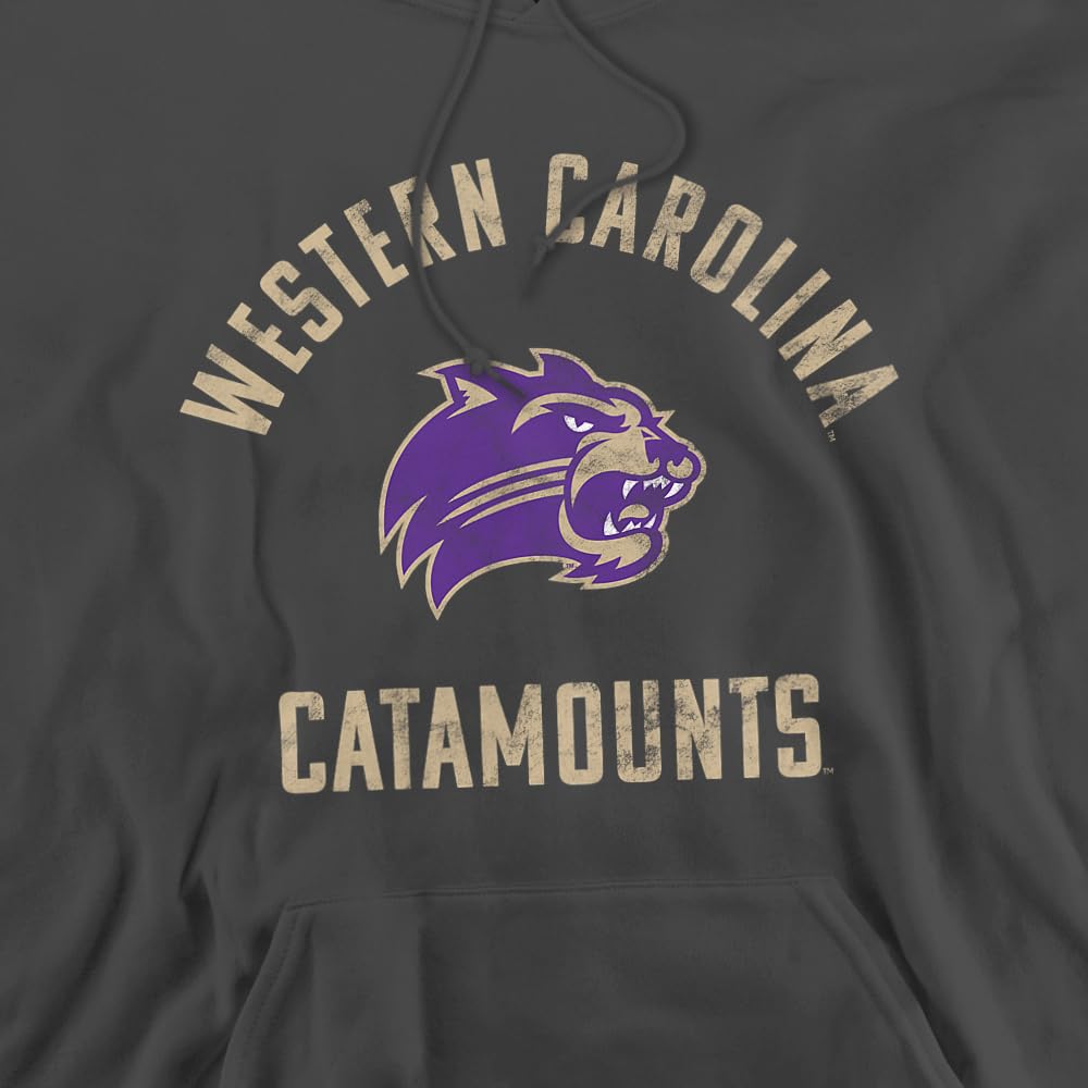 Western Carolina University Official Catamounts Logo Unisex Adult Pull-Over Hoodie, Western Carolina Catamounts, Charcoal, Large