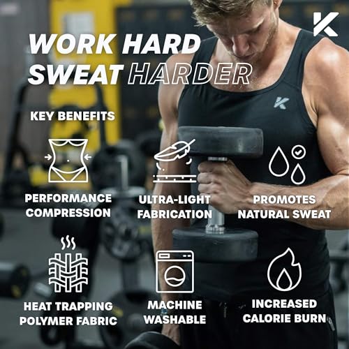 Kewlioo Men's Premium Sauna Tank Top for Men - Heat Trapping Sauna Shirt for Men, Compression Sweat Suit for Gym, Workouts, Exercise, Fitness, Sauna Suit for Men (Black, S/M)
