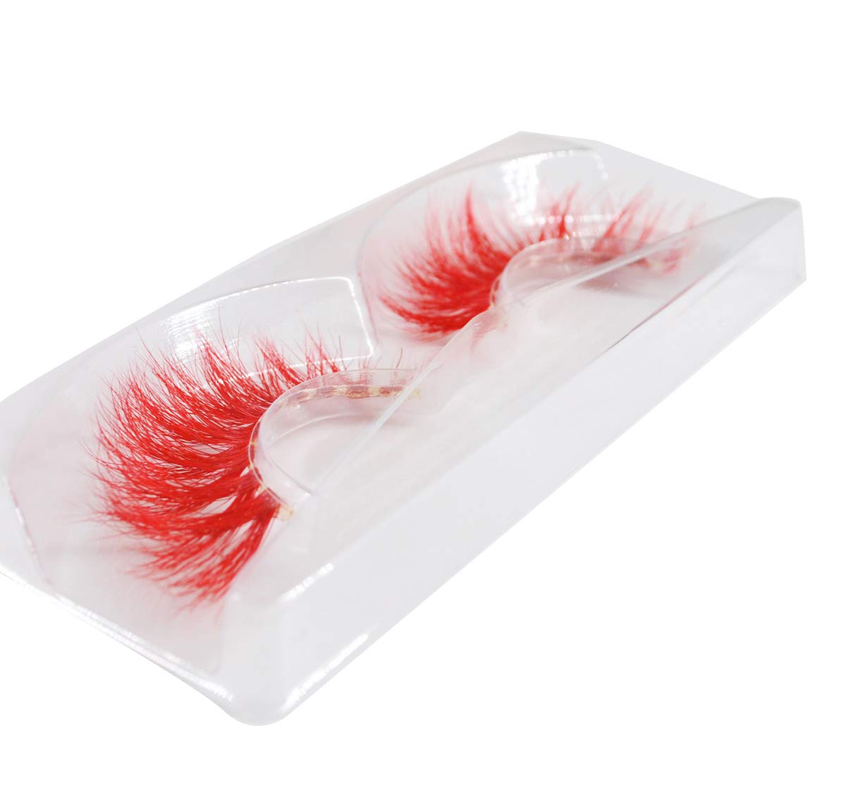 3 pairs Red Lashes Long Thick False Eye Lashes Halloween Costume Party Makeup (Red)