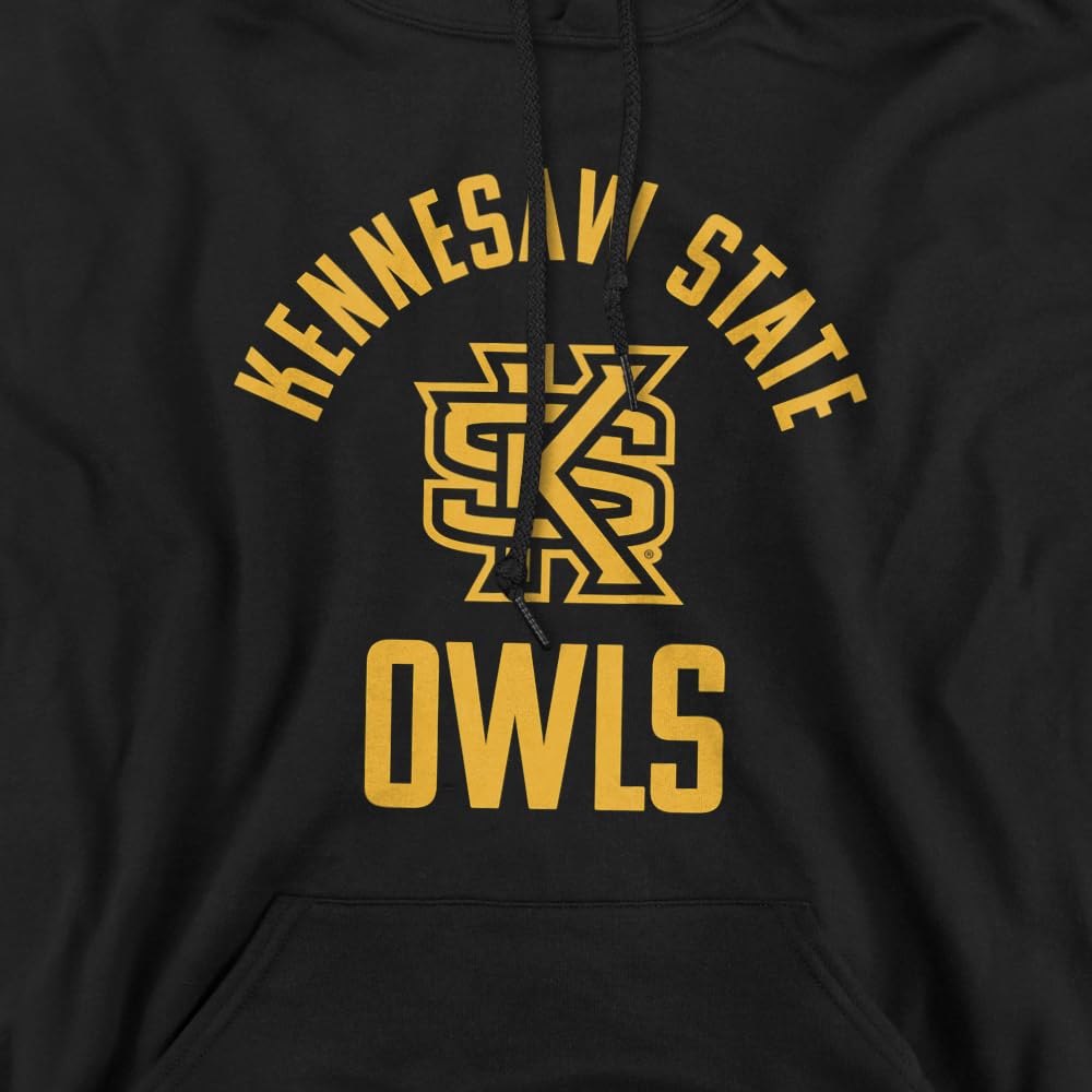 Kennesaw State University Official Owls Unisex Adult Pull-Over Hoodie, Black, Small