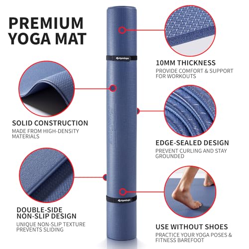 GymCope 10MM Thick Yoga Mat, 72" x 48" Large Workout Mat for Home Gym, Edge-Seamed Design, Superior Grip, Shock-Absorbing Cushion, Ultimate Comfort and Protection for Yoga, Fitness Training